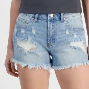 NEW MADDEN GIRL HIGH RISE Distressed Light Blue Denim Shorts SZ 3